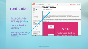 RSS feed reader view of subscriptions