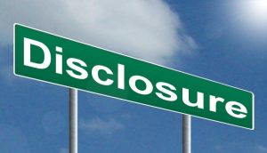 Image of the word Disclosure on highway sign