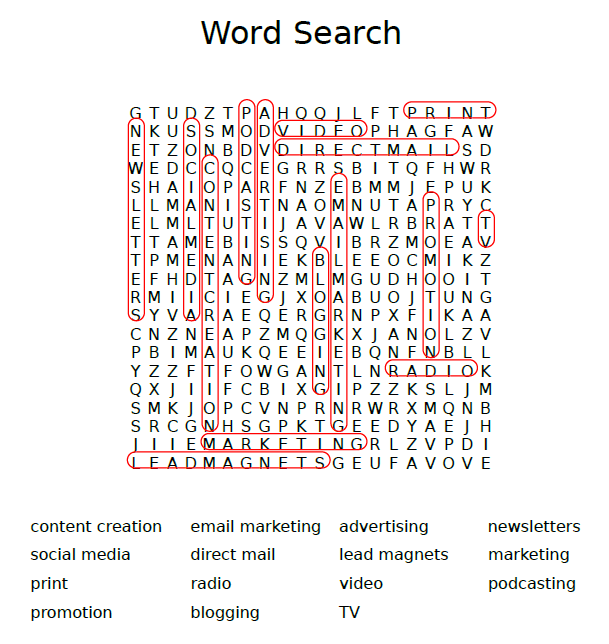 Image of word search puzzle