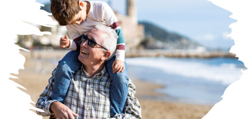 Image of boy on older man's shoulders