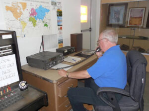 Image of ham operator using working station at Pahrump Museum